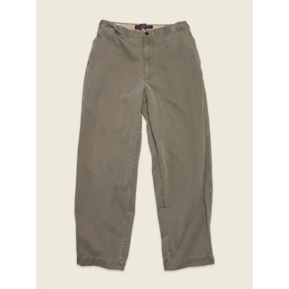 Vintage 90s Abercrombie & Fitch Baggy Chino Pants Mens 34x32 Olive Khaki Wide Le
